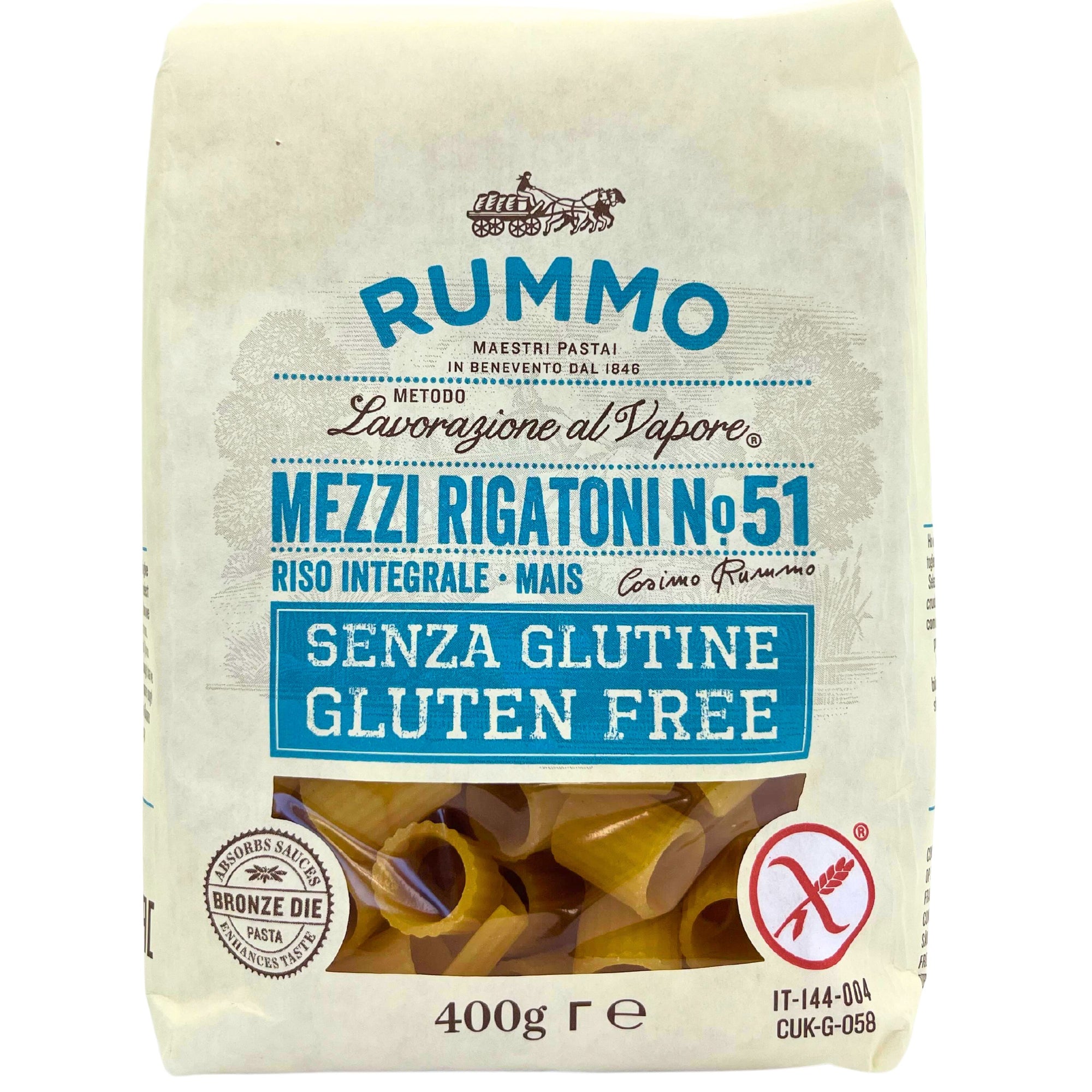 Gluten Free Mezzi Rigatoni 'Rummo' 400g