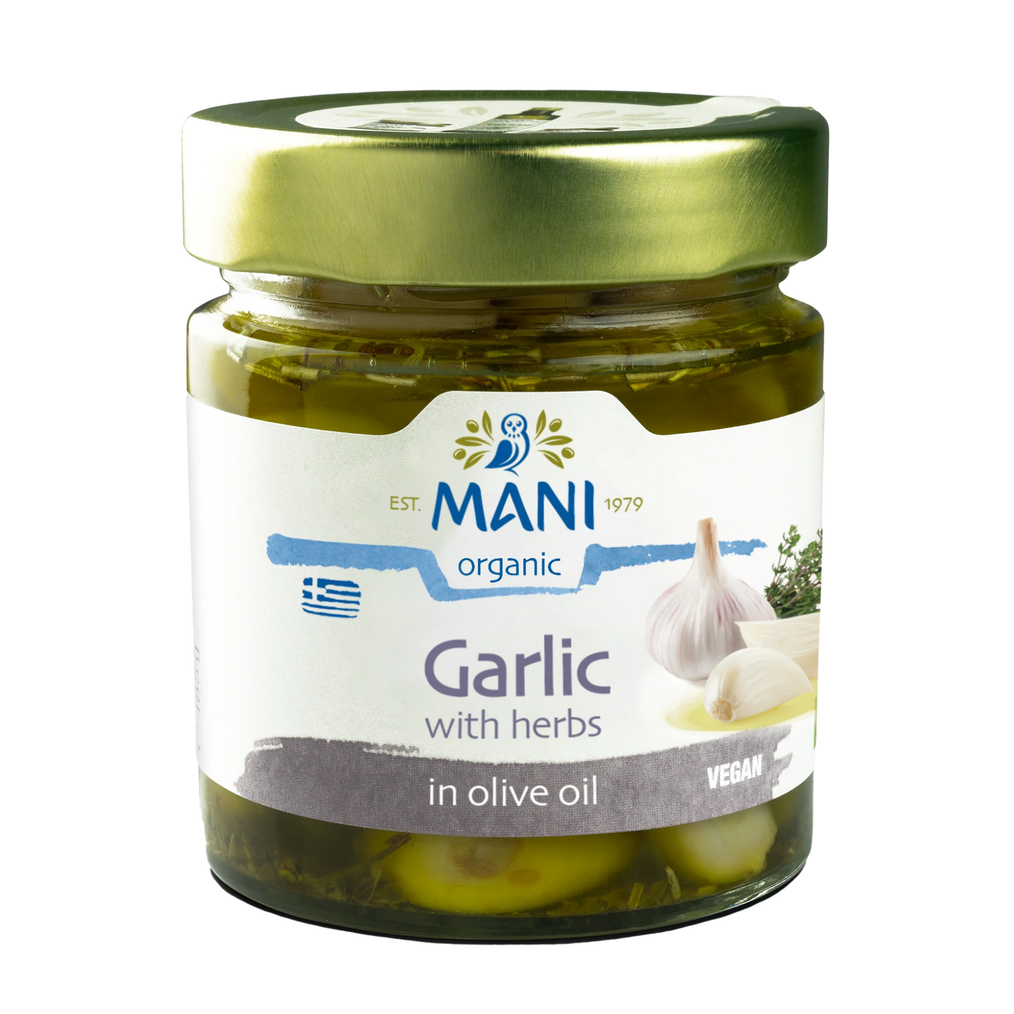 Mani Blauel Organic Garlic with Herbs in Olive Oil 185g