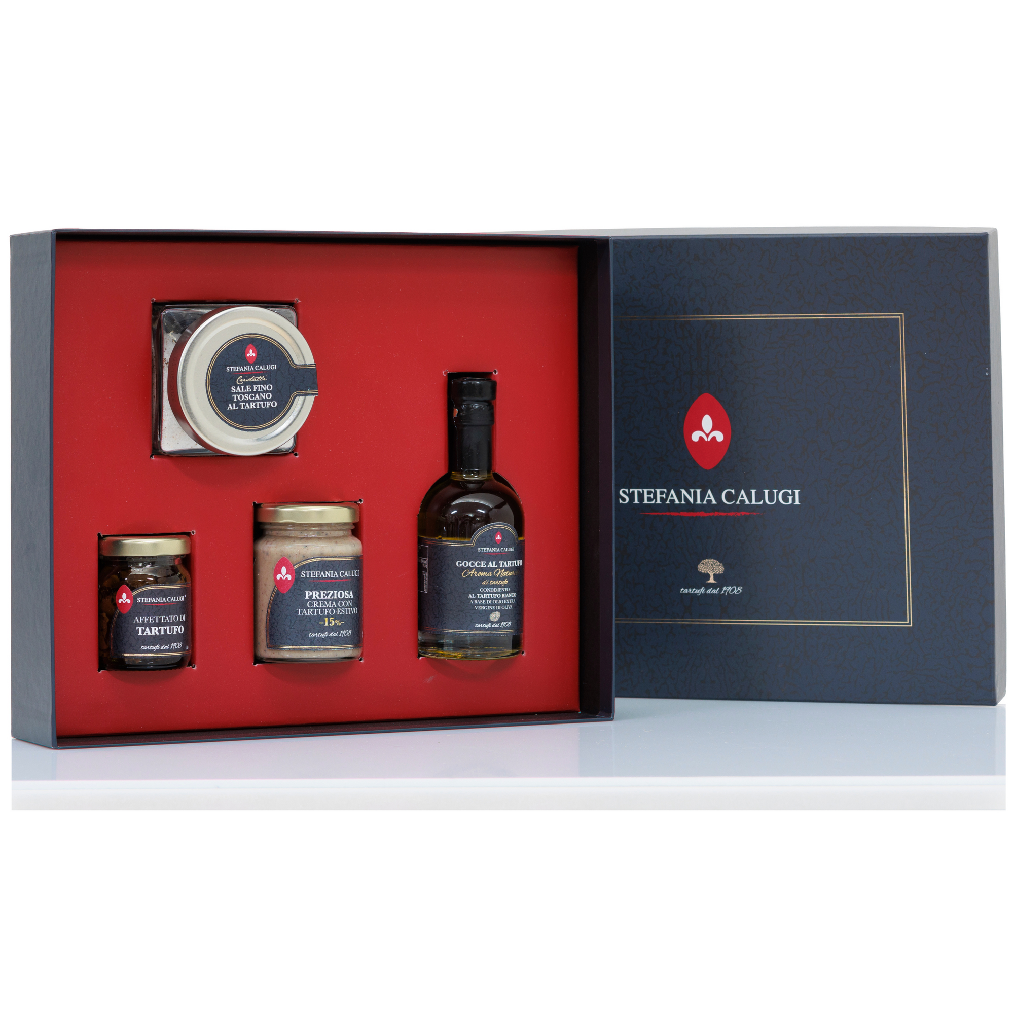 Stefania Calugi Luxury Truffle Box (EVOO, Preziosa, Truffle Slices,  Volterra Salt)