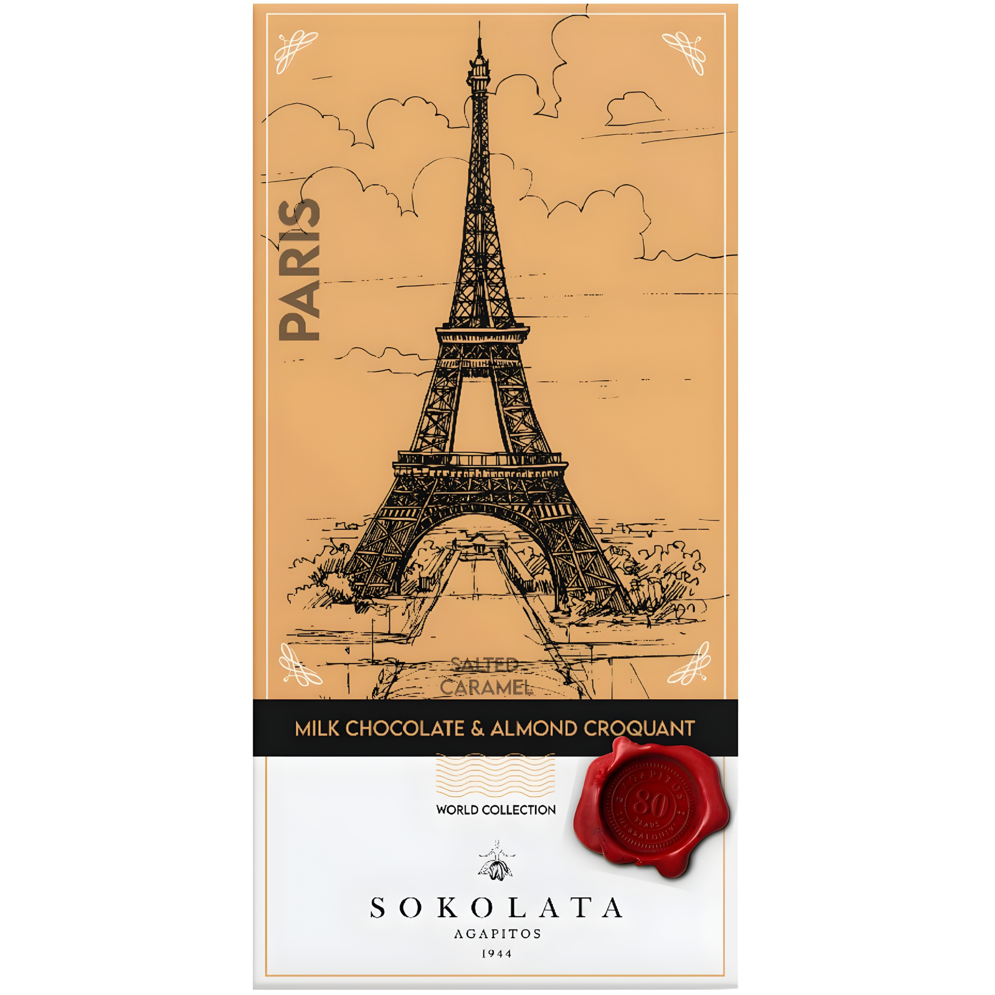 Sokolata Paris - Eiffel / Milk Salted Caramel Chocolate & Almond Croquant 100g
