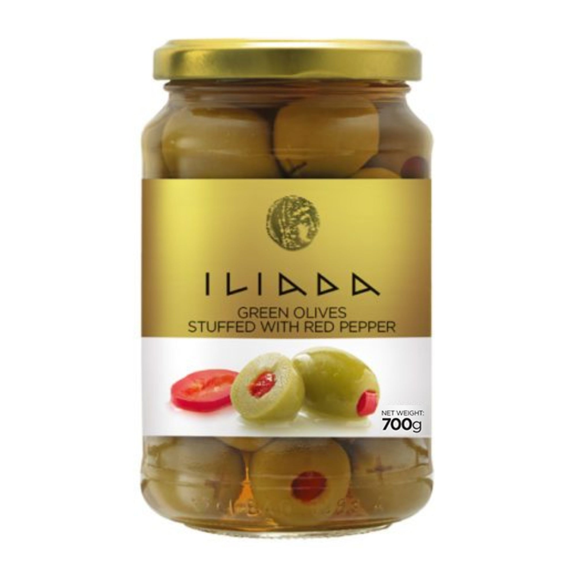 Iliada Green Olives stuffed with Red Pepper 700g