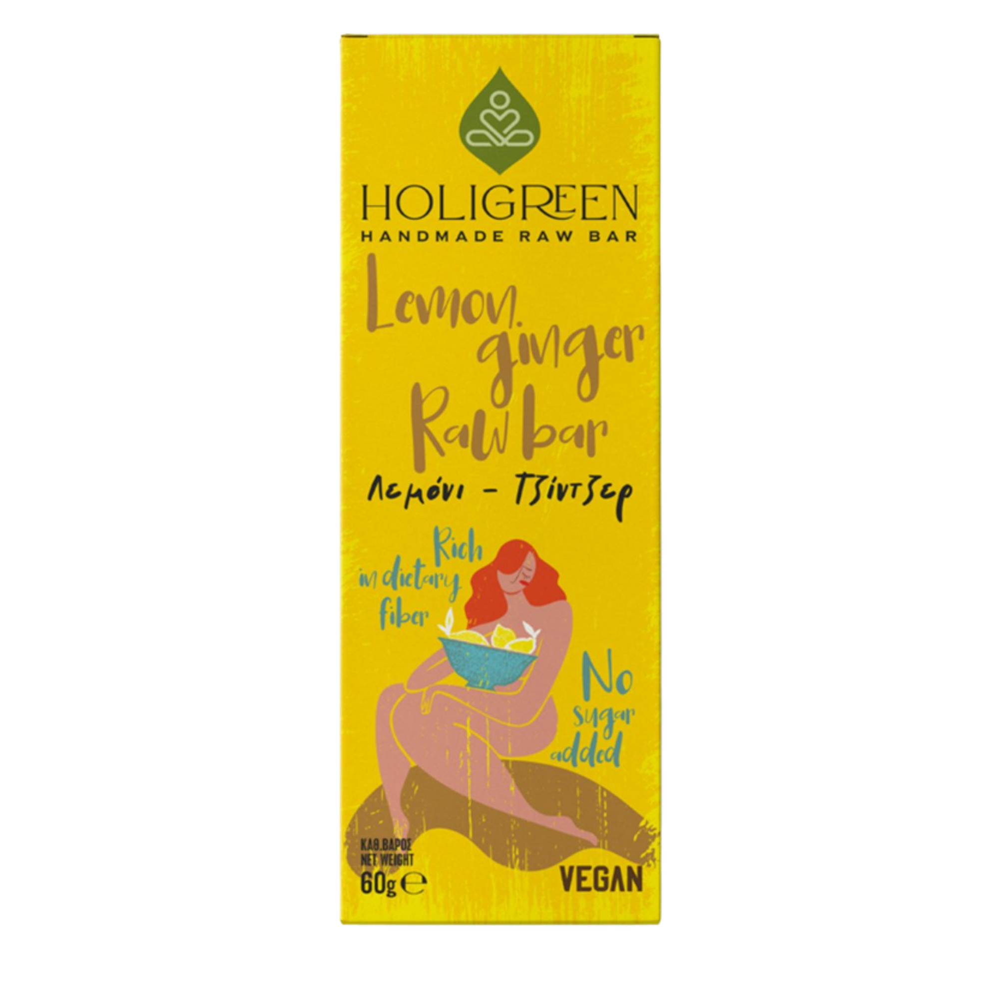 Holigreen Lemon Ginger Energy Raw Bar 60g