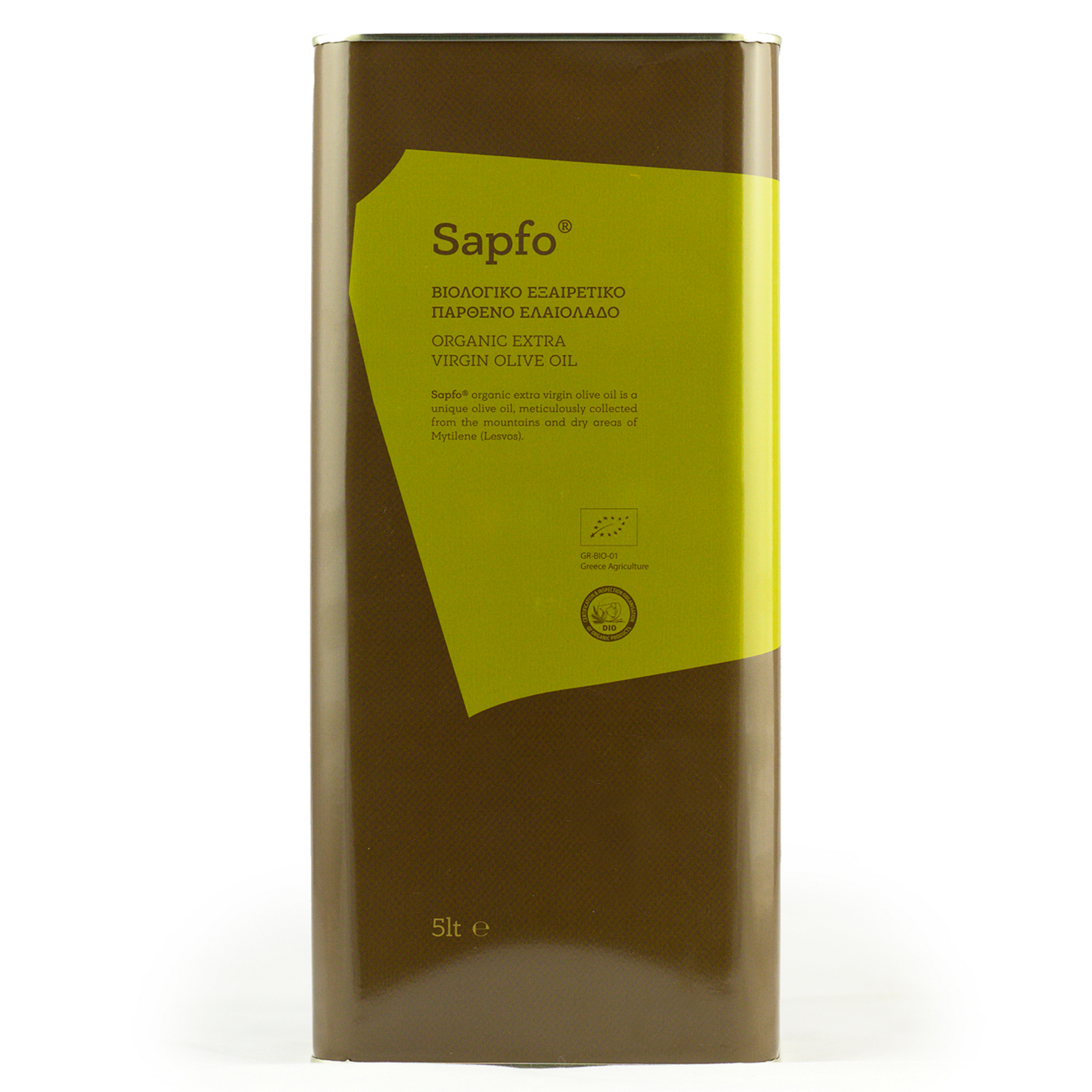 Sapfo Organic Extra Virgin Olive Oil 5L