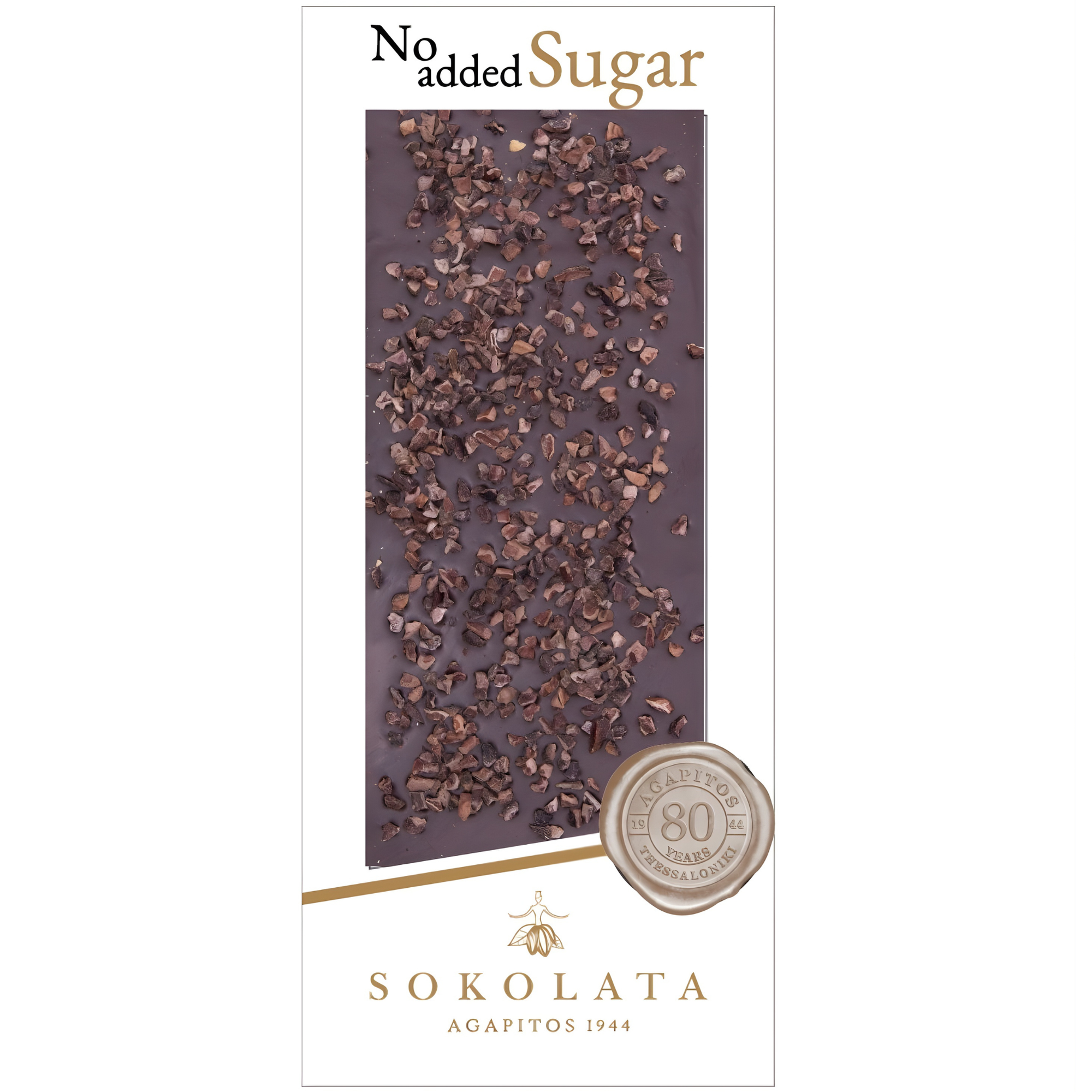 Sokolata No added Sugar Dark Chocolate & Cocoa Nibs 100g