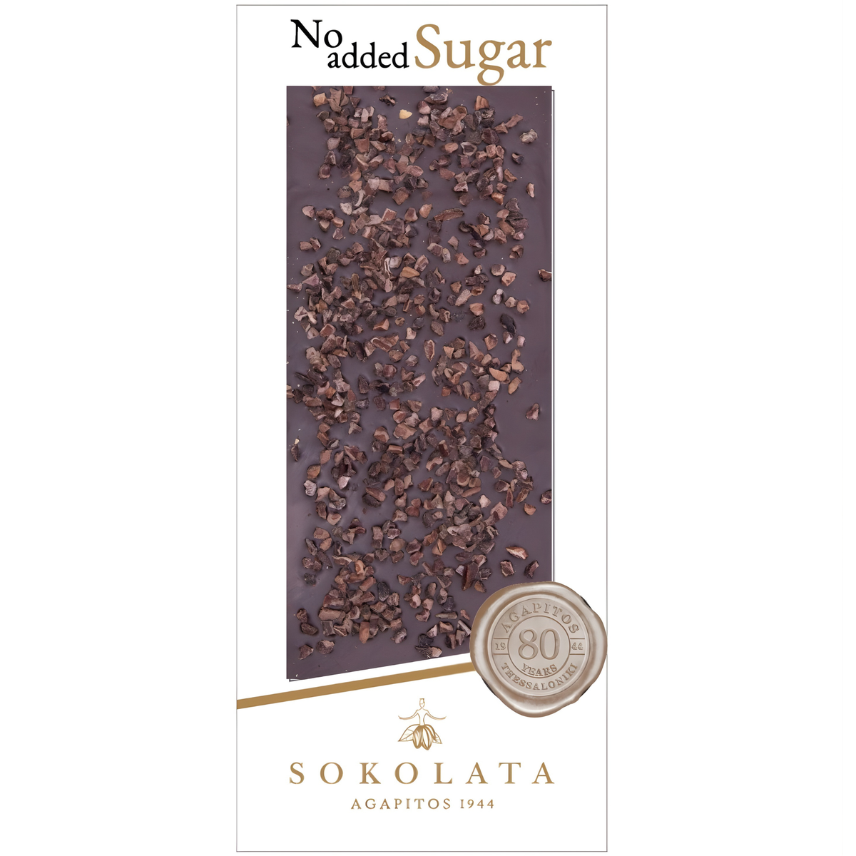 Sokolata No added Sugar Dark Chocolate & Cocoa Nibs 100g