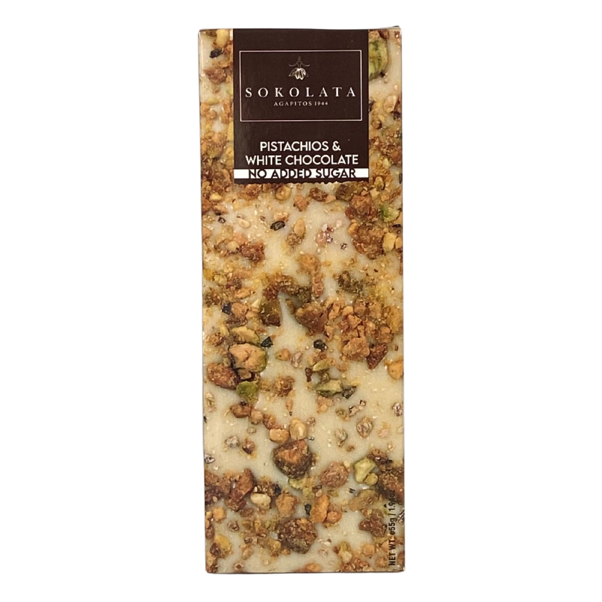 Sokolata No Added Sugar White Chocolate w Pistachios 55g